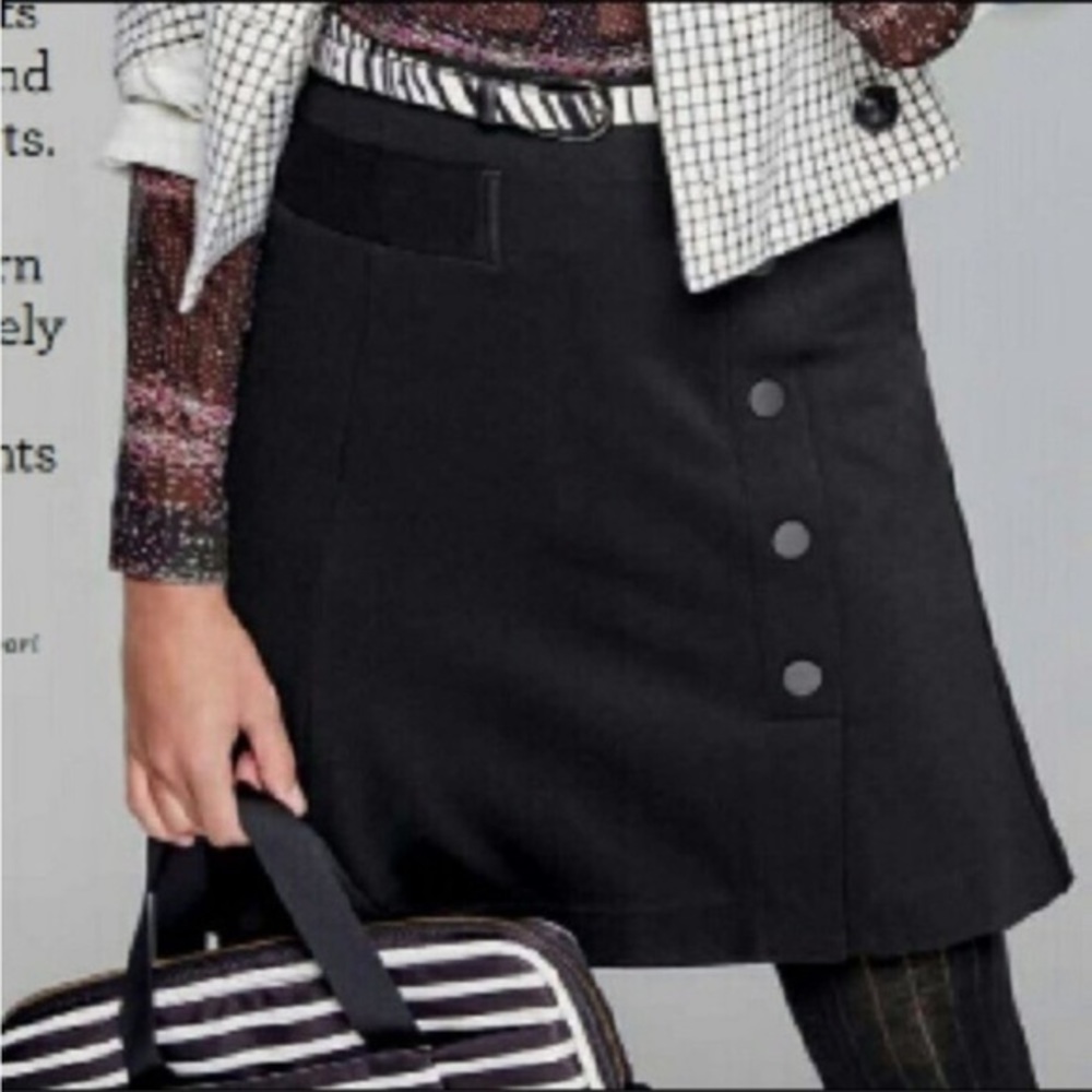 Cabi Black Ponte Utility A-Line Skirt Style 3218